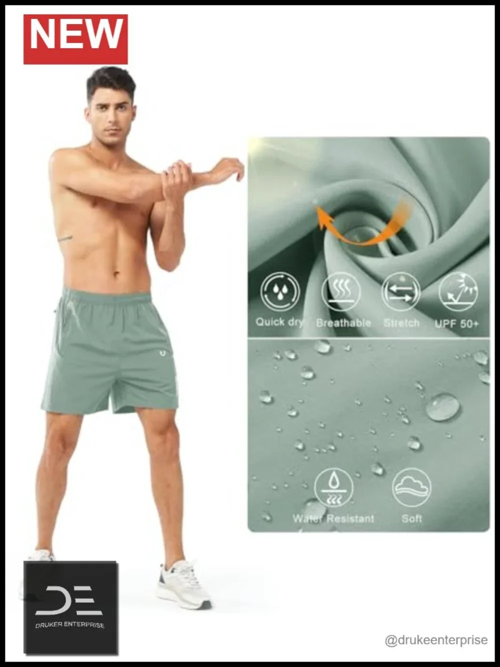 Men's Athletic Running Shorts Gym Workout Quick Dry 3 Zipper Pockets